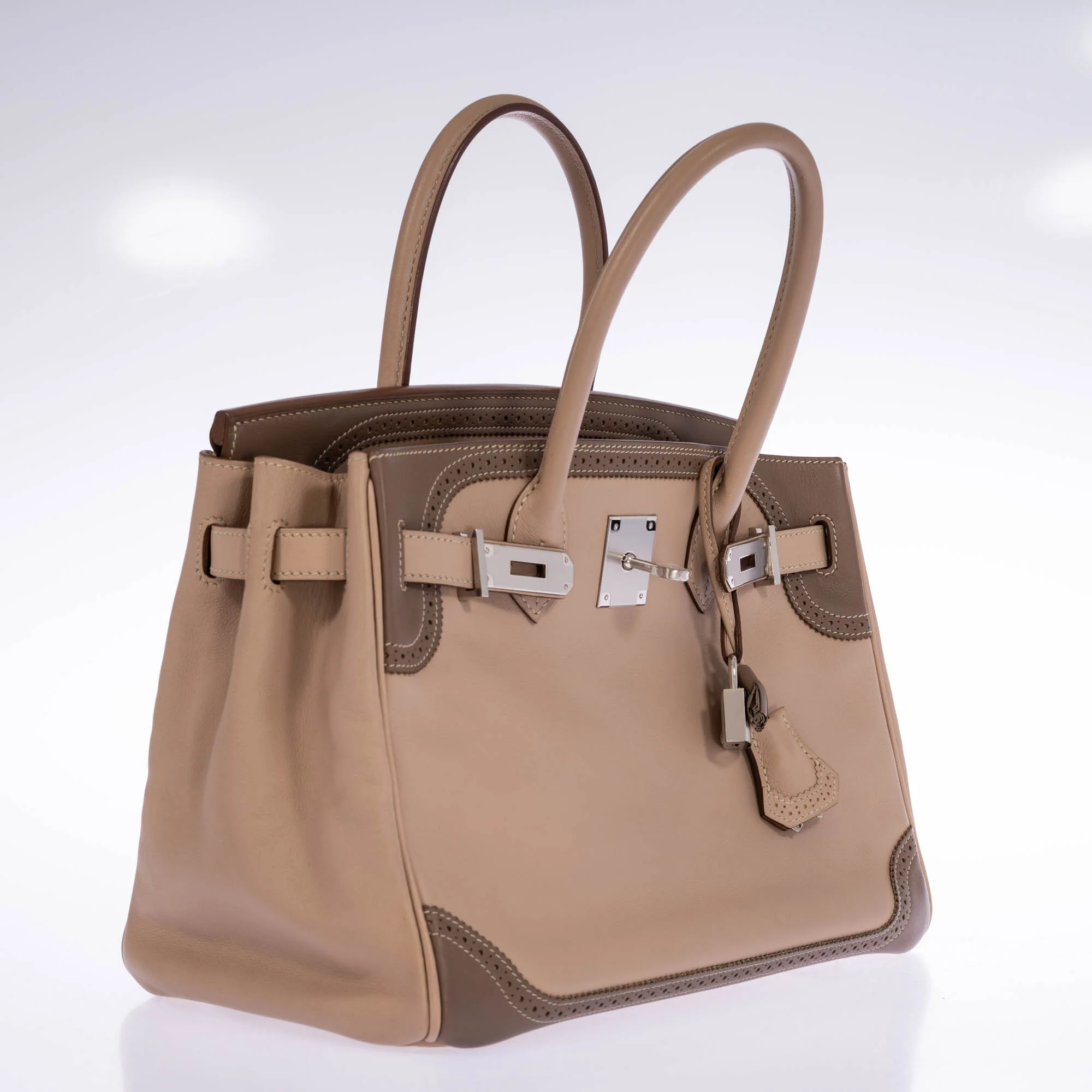 Hermès Birkin 30 Ghillies Argile & Étoupe Swift Palladium Hardware