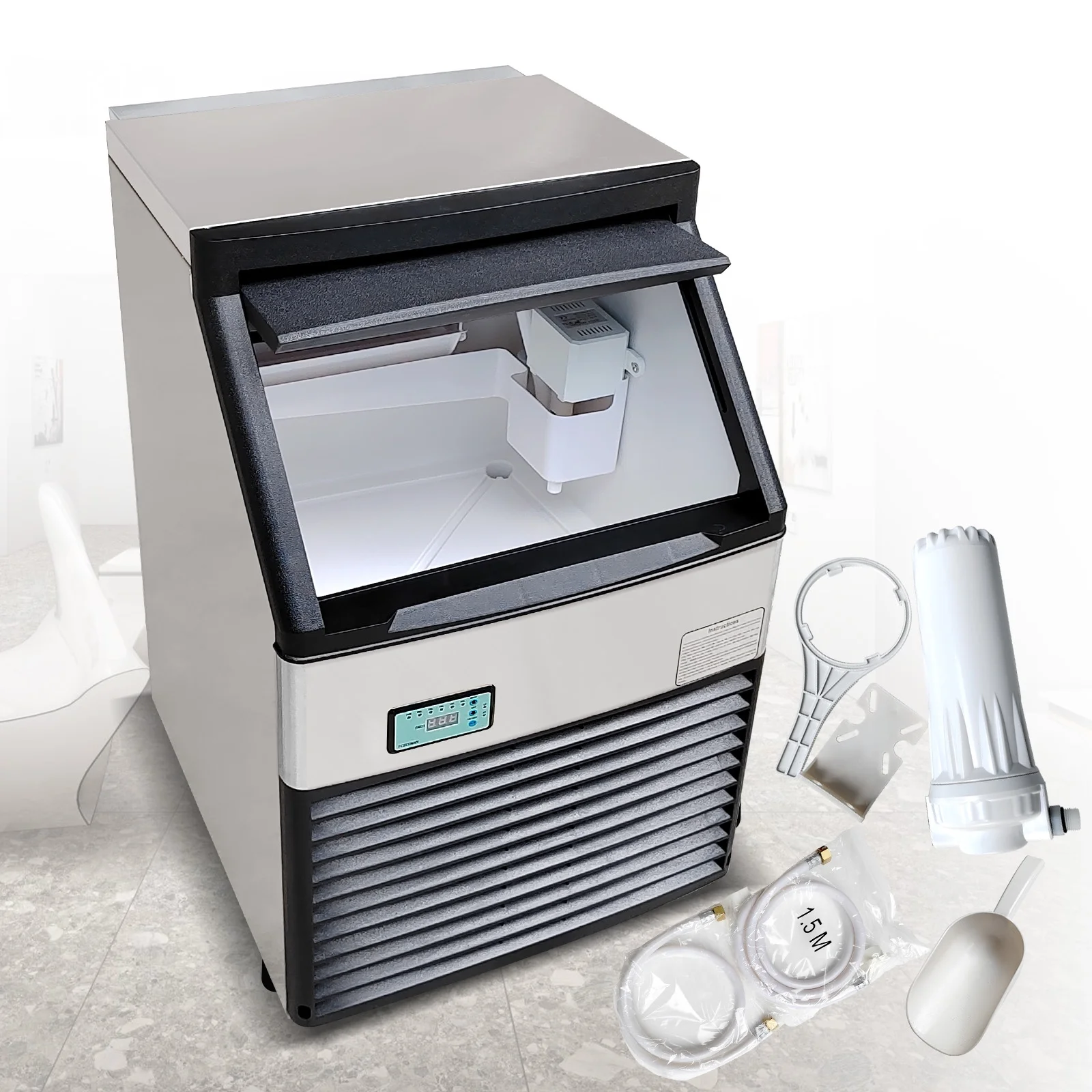 Kolice Commercial Auto Ice Cube Machine Ice Machine Ice Maker-132 LBS/Day for Home,Hotel,Bars,Cafes,Restaurant,Ice Cream Store,Dessert Shops