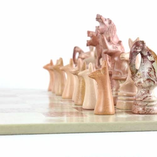 Smolart | Hand Carved Soapstone Animal Chess Set - 15x22 Board