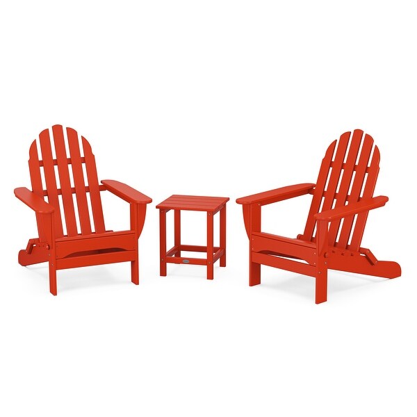 POLYWOOD Classic Folding Adirondack 3Piece Set with Long Island 18