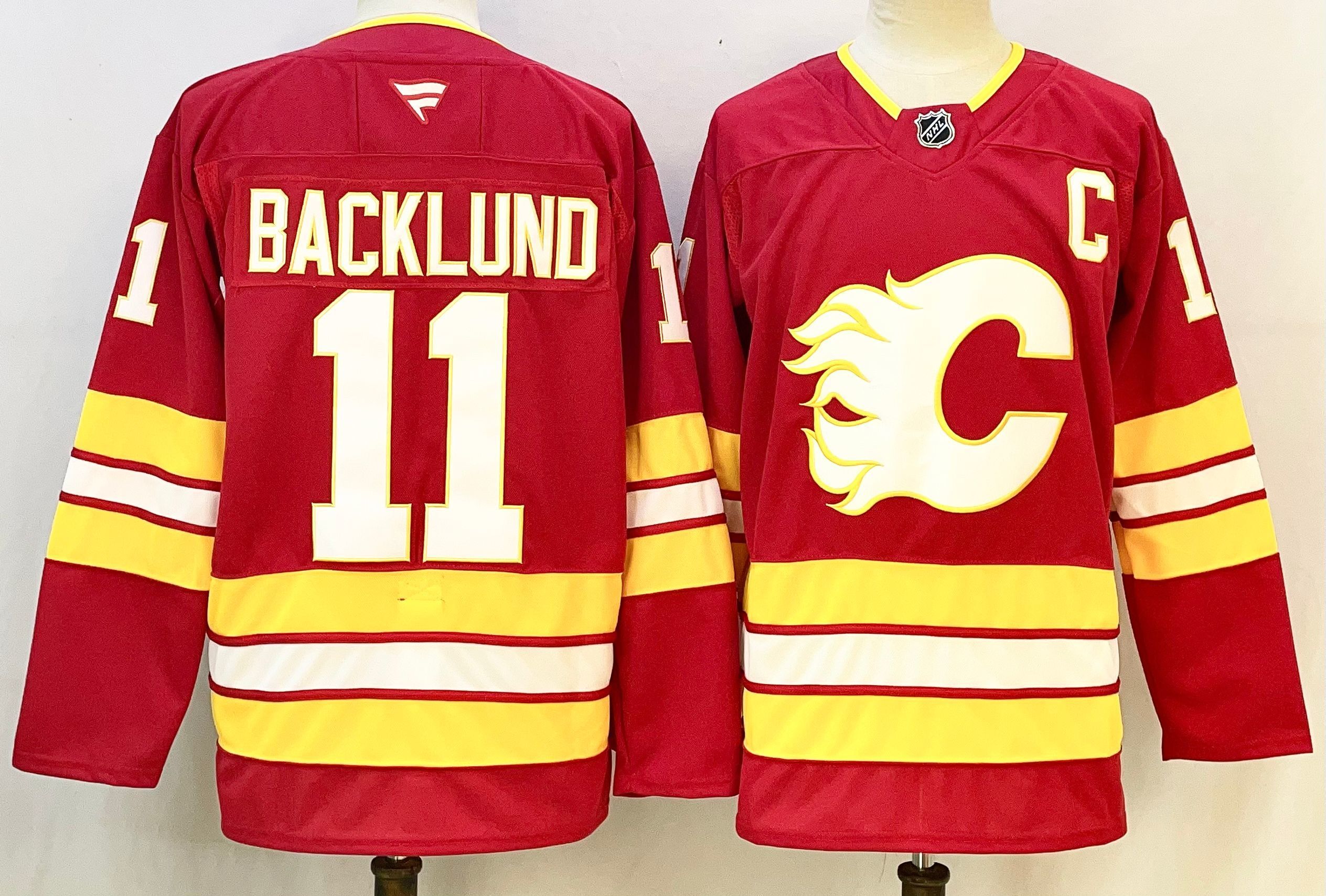 Men's Calgary Flames Mikael Backlund #11 Red Home Breakaway Player Jersey