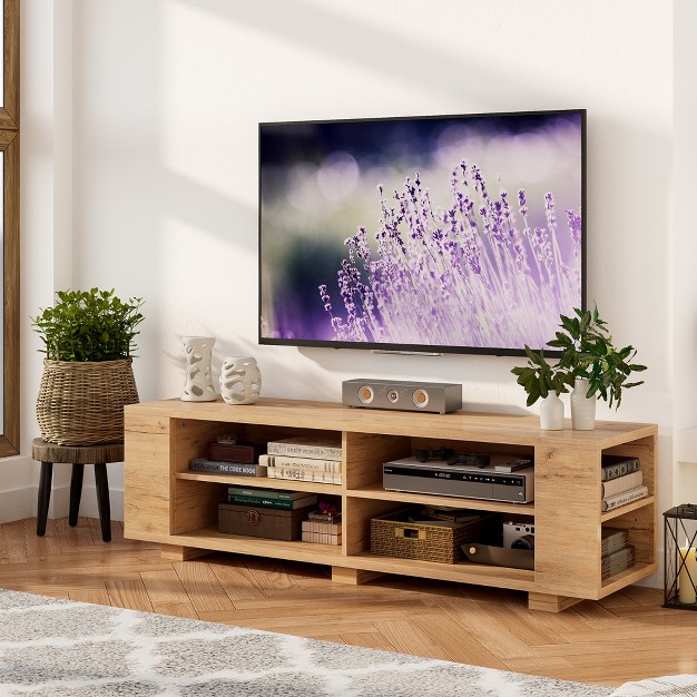 Costway 59 x27 x27 Wood Tv Stand Console Storage Entertainment Media Center With Shelf Natural