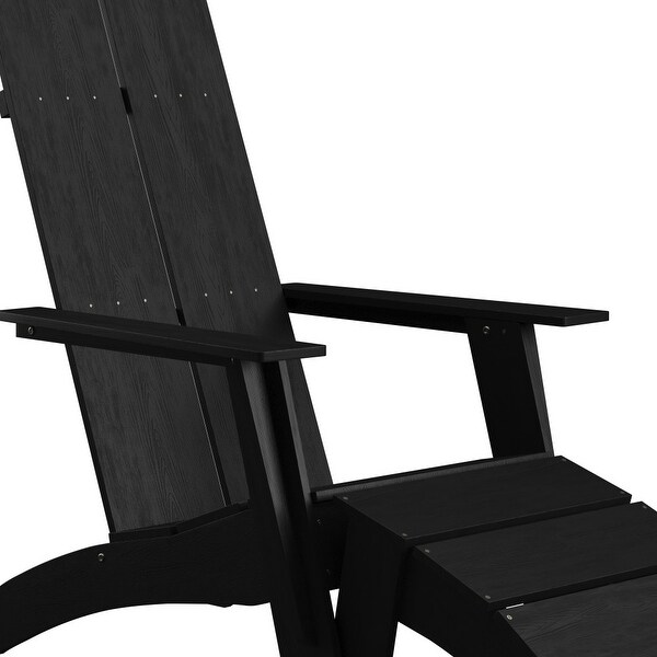 Modern AllWeather Dual Slat Adirondack Style Chair with Footrest
