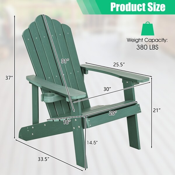 Costway Patio HIPS Adirondack Chair with Cup Holder Weather Resistant