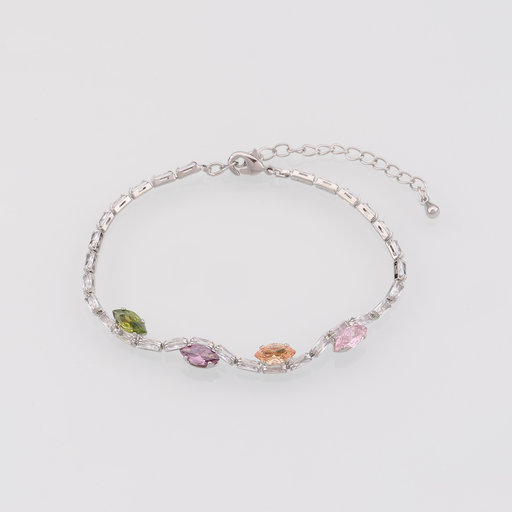 18K Gold Filled Rectangle Bracelet,Zircon Bracelet,Colorful Bracelet,Adjustable Bracelet,Gift For Her