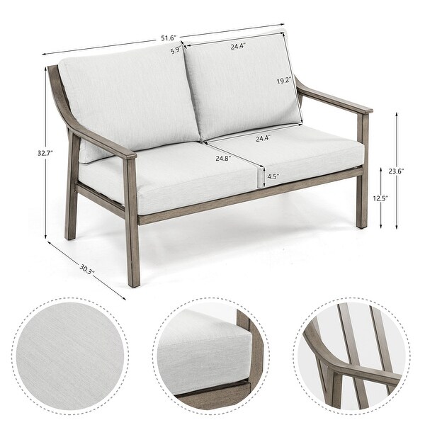 4Person Aluminum Patio Conversation Set with Swivel Chairs,Coffee Table and Cushions