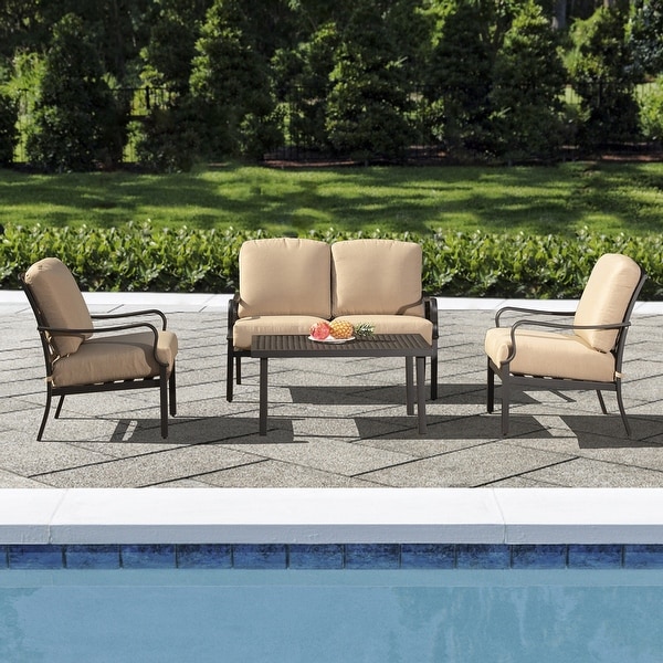 Domi Patio Conversation Set of 4,Cushioned Outdoor Furniture Sets with All Weather Galvanized Steel Frame