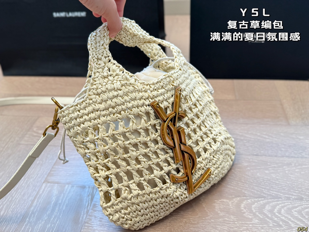 YSL straw bag retro and elegant - cnluxepick