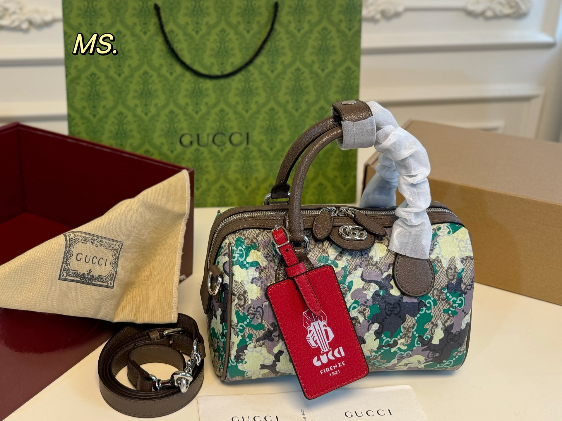 GUCCI Camouflage Ophidia Boston Pillow Bag - cnluxepick