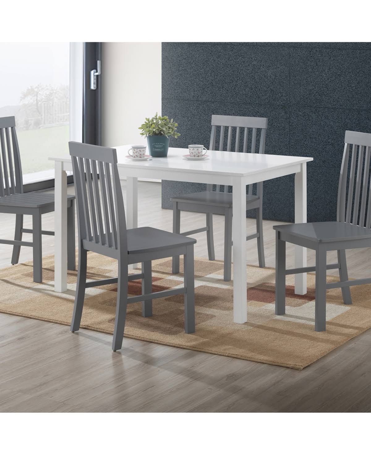 Walker Edison 5 Piece Modern Dining Set - White