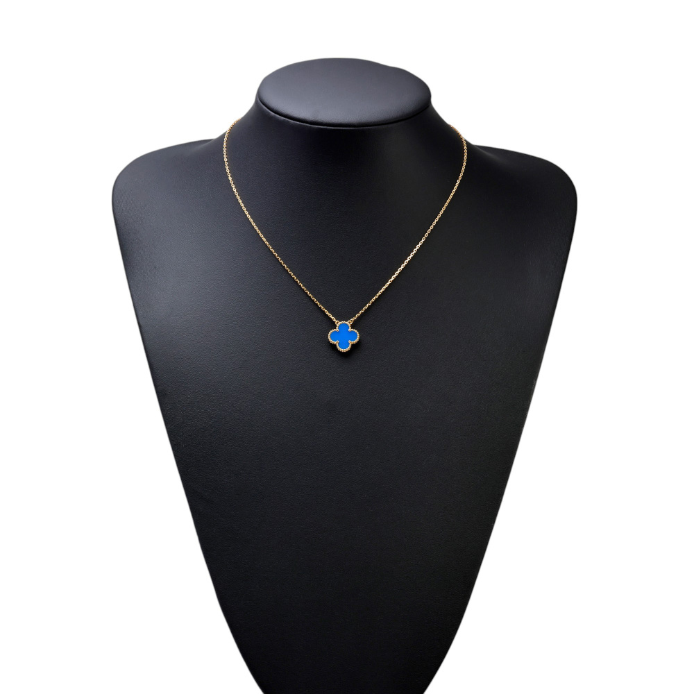 Van Cleef & Arpels Vintage Alhambra Necklace 18K Yellow Gold Blue Agate VCARP9SY00