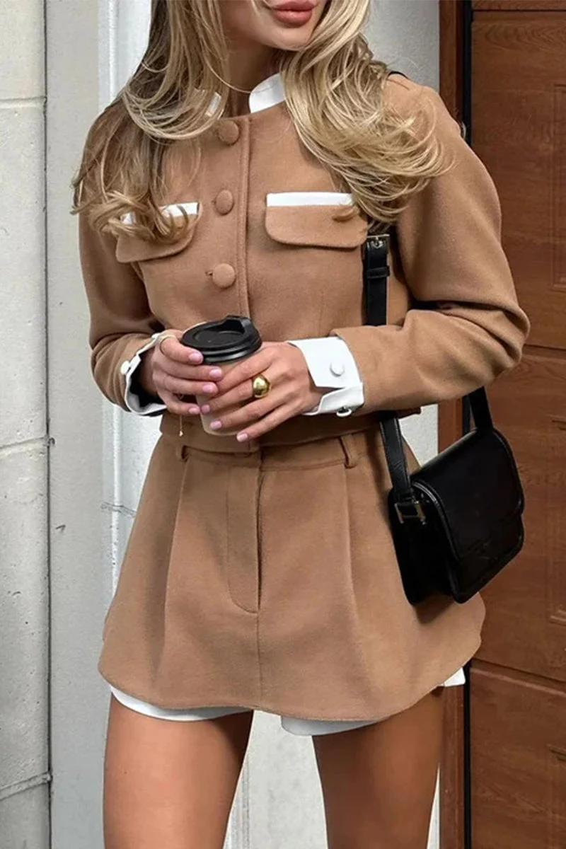 Mandarin Collar Two-Piece Suit SetClistos