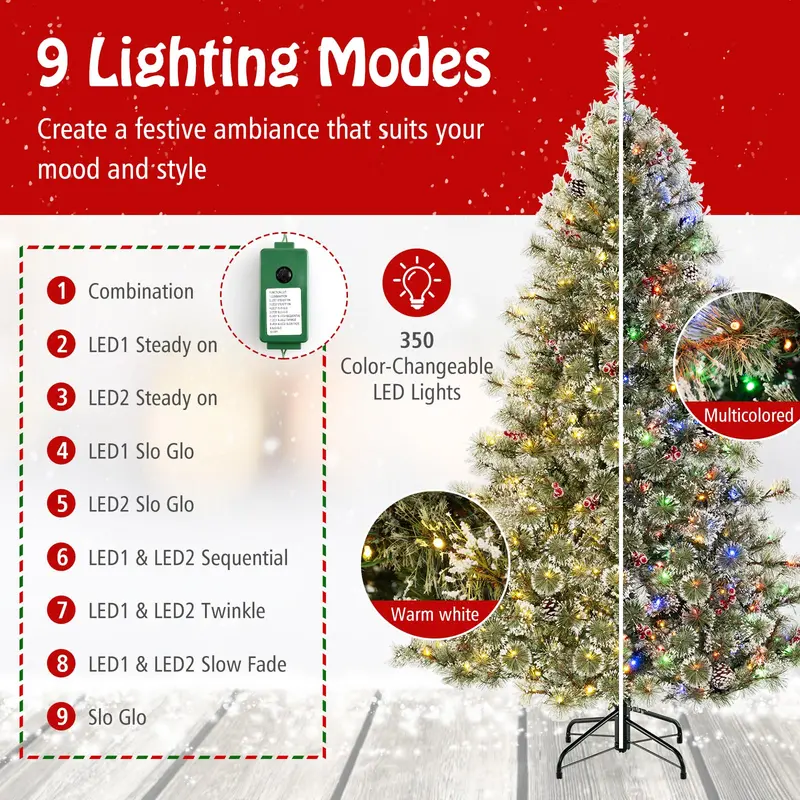 Pre-Lit Artificial Christmas Tree — Available in 6 ft, 7.5 ft, and 9 ft Heights with 360° Quick-Connect Power System
