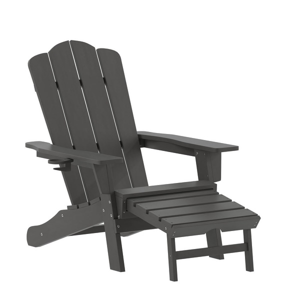 Commercial AllWeather Adirondack Chair with Pullout Ottoman and Cupholder