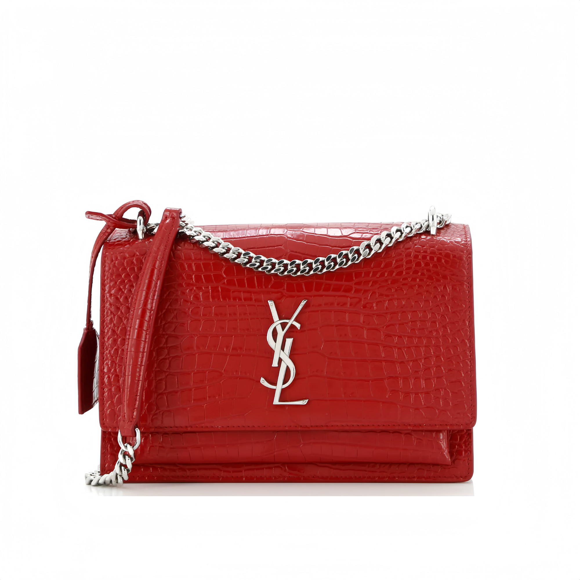 Saint Laurent Sunset Embossed Leather Bag Red