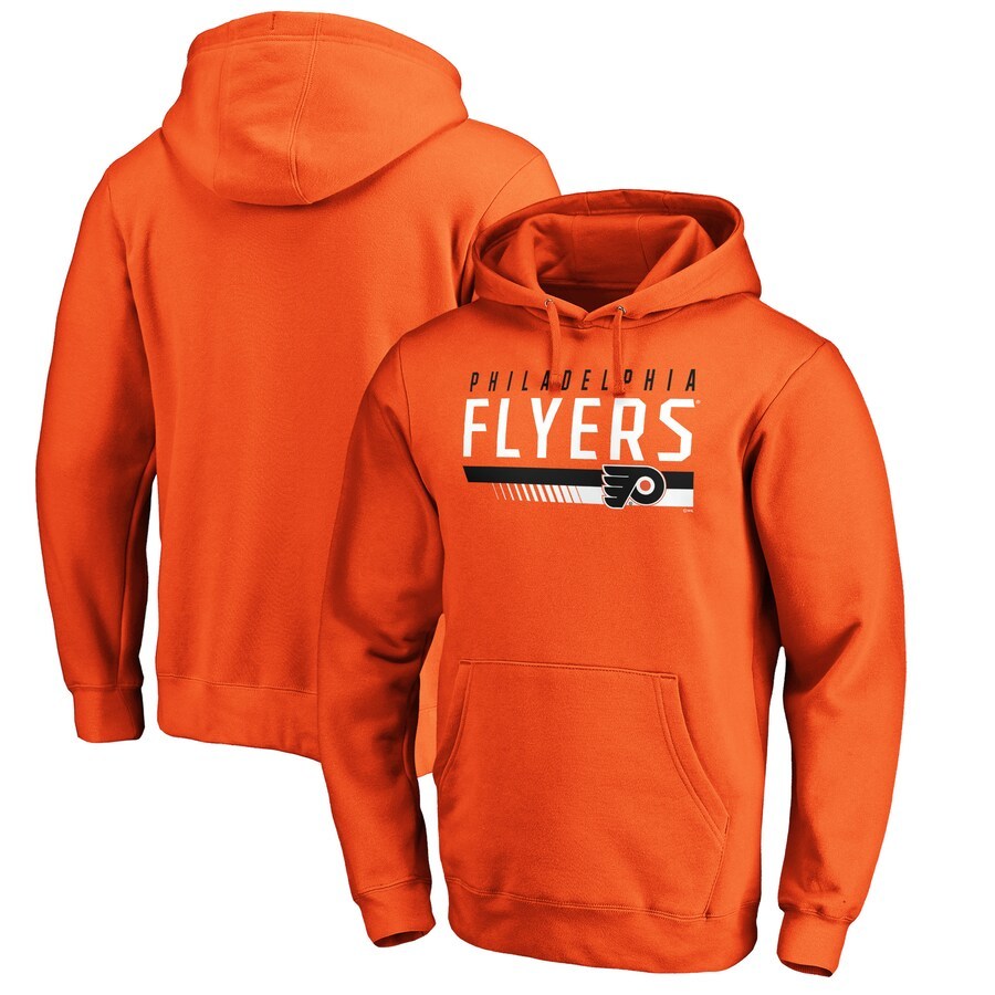 Men's Fanatics Branded Orange Philadelphia Flyers Staggered Stripe Pullover Hoodie