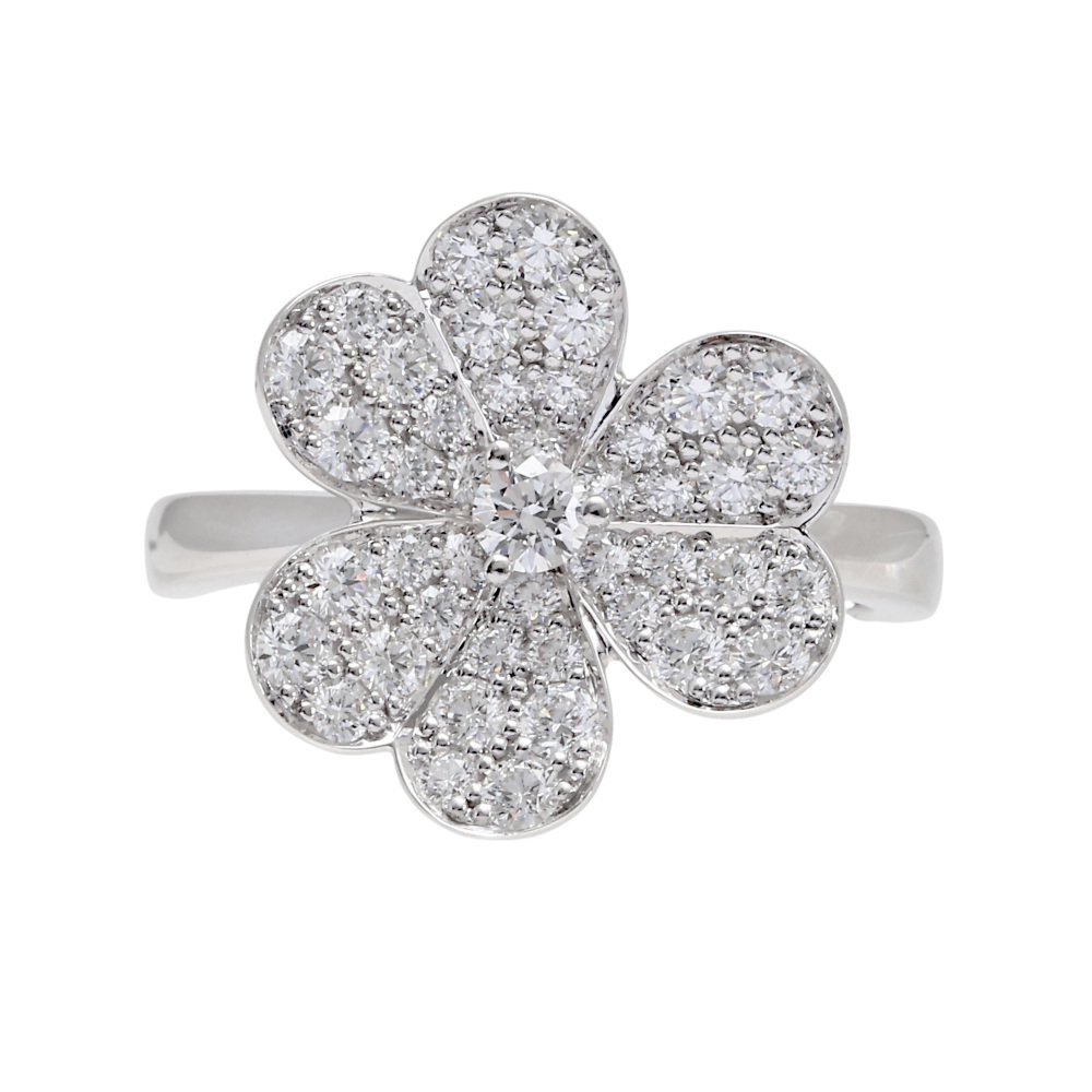 Van Cleef & Arpels Frivole 1 Flower Ring 18K White Gold Diamond VCARD31600