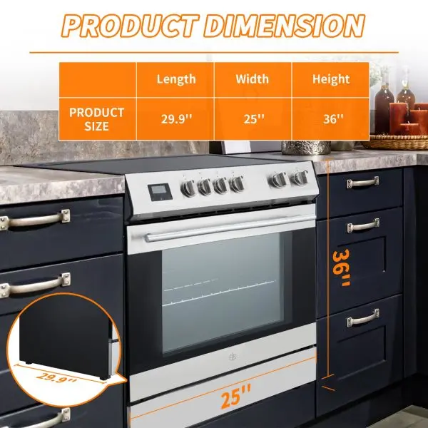 Stainless Steel Freestanding Electric Range Oven with 5-Burner Cooktop & 5.0 cu. ft. Capacity