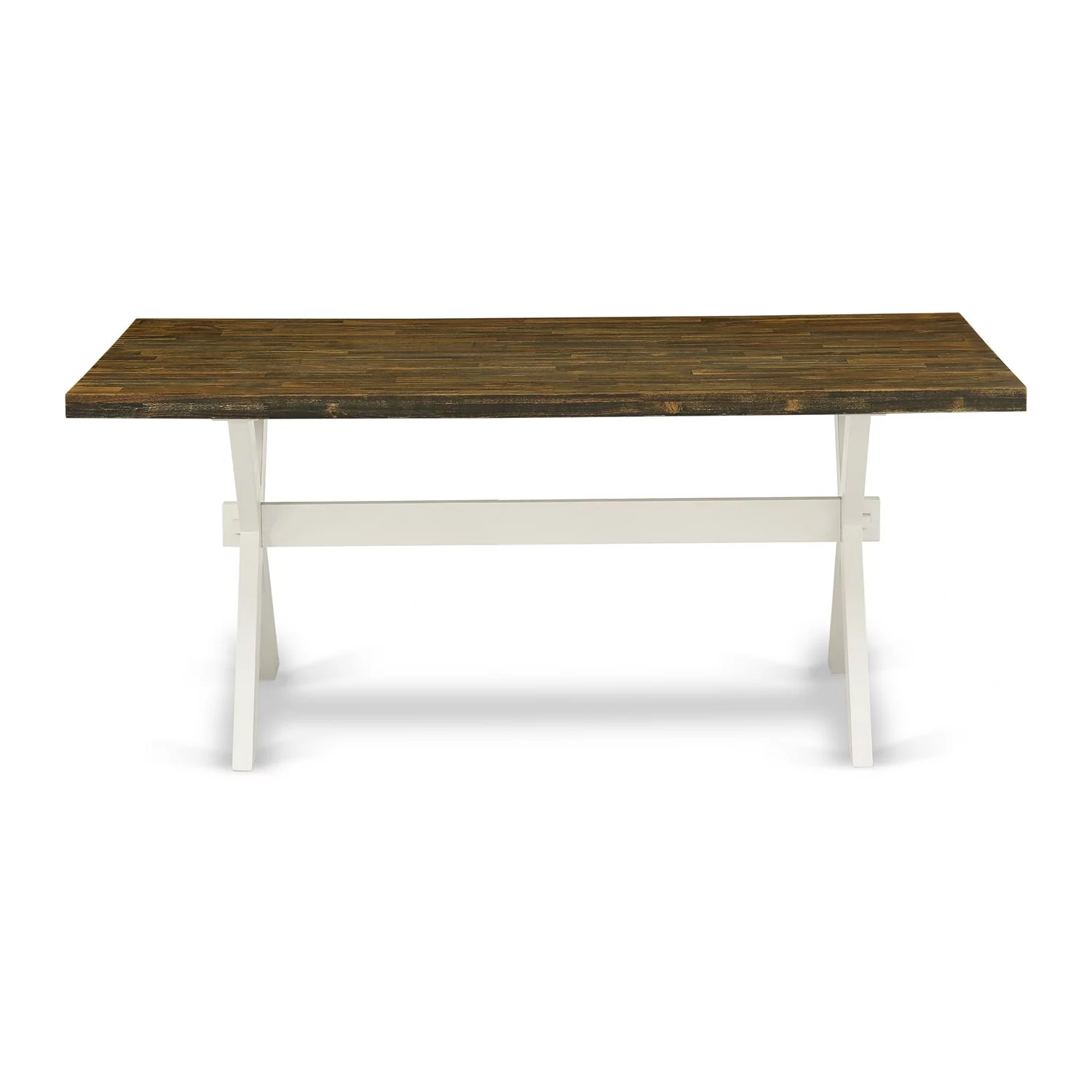 East West Furniture  9 Piece X-Style Modern Dining Table Set - Linen White