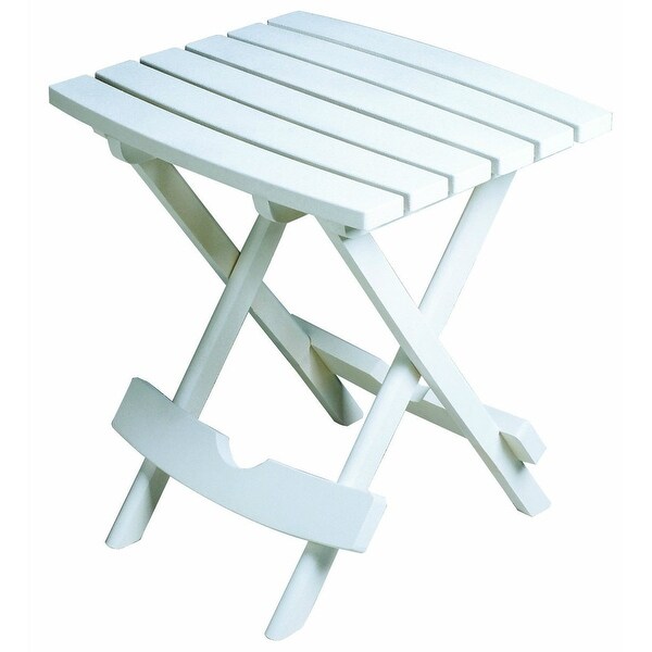 Outdoor Fast Folding Patio Side Table,White Weather Resistant Resin