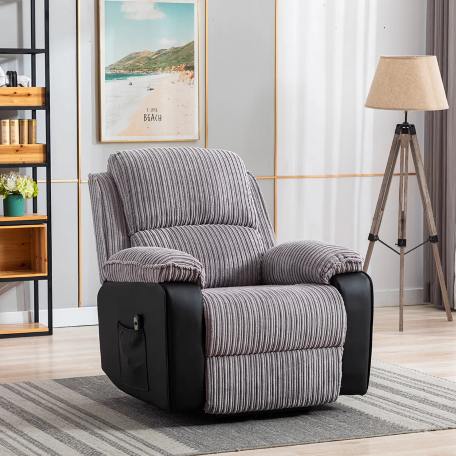 Highsound Electric Lift Recliner With Heat and Massage, Heavy Lounge Chair With Padded Arms and USB, Suitable for The Elderly