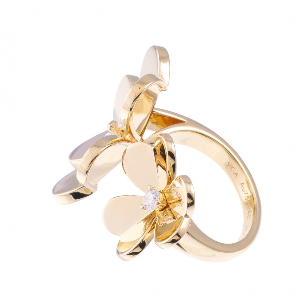 Van Cleef & Arpels Frivole Entre Les Door Ring 18K Yellow Gold Diamond