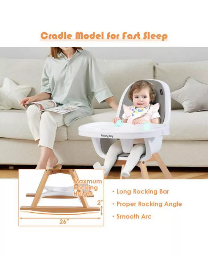 Slickblue 3-in-1 Convertible Wooden Baby High Chair