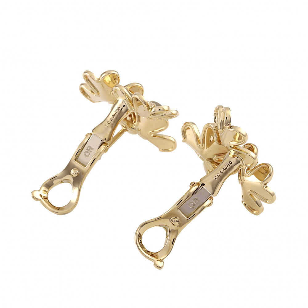 Van Cleef & Arpels Frivole 3 Flower Earrings 18K Yellow Gold Diamond VCARP2DV00