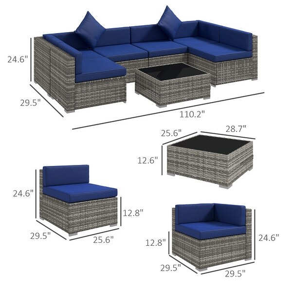 Siara 7piece Rattan Wicker Sectional Patio Set by Havenside Home