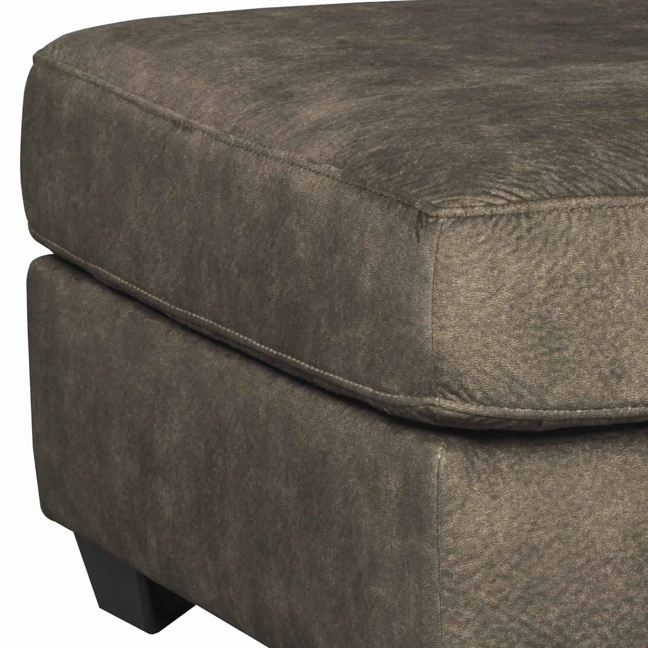 Benzara BM206195 Wooden Ottoman with Welt Trims Details and Block Legs Brown and Black