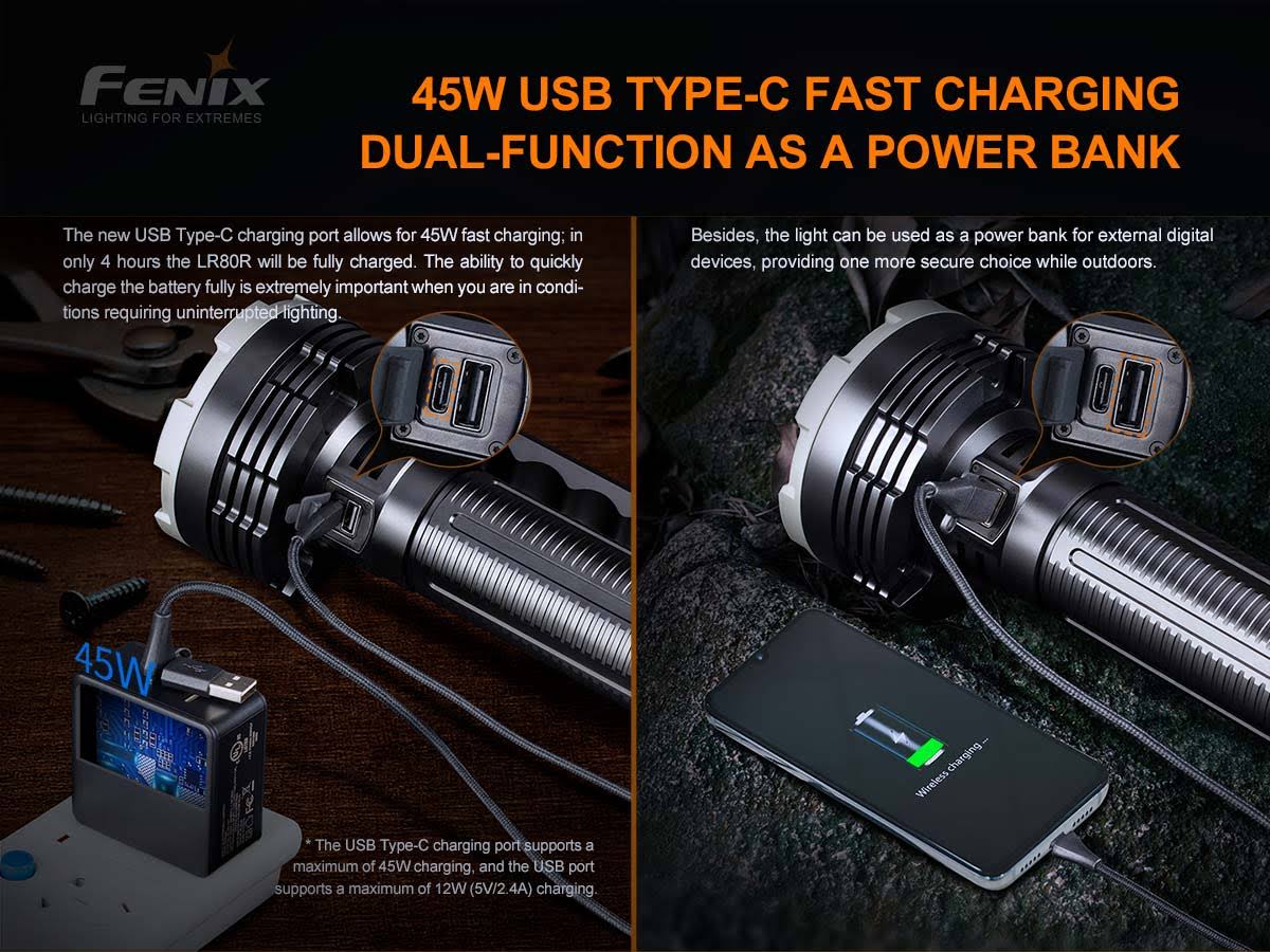 Fenix LR80R 18000 Lumen Super Bright Rechargeable Flashlight