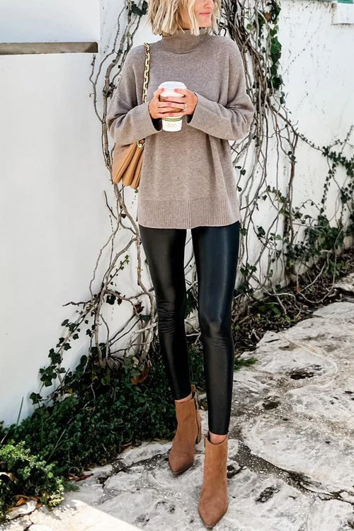 Mock Neck Knit Pullover SweaterClistos