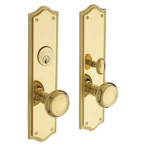 Baldwin 6554.FD Barclay Dummy Handleset Trim Set Satin Brass and Brown