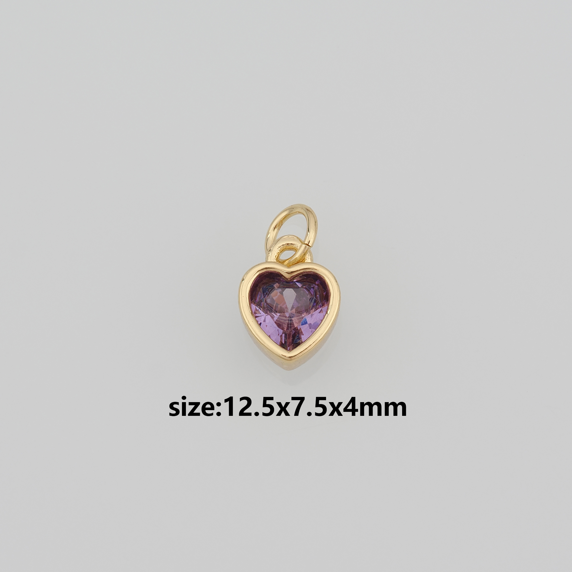18K Gold Filled Heart Pendant,CZ Micro Pave Heart Charm Earrings Necklace for DIY Jewelry Making Supply