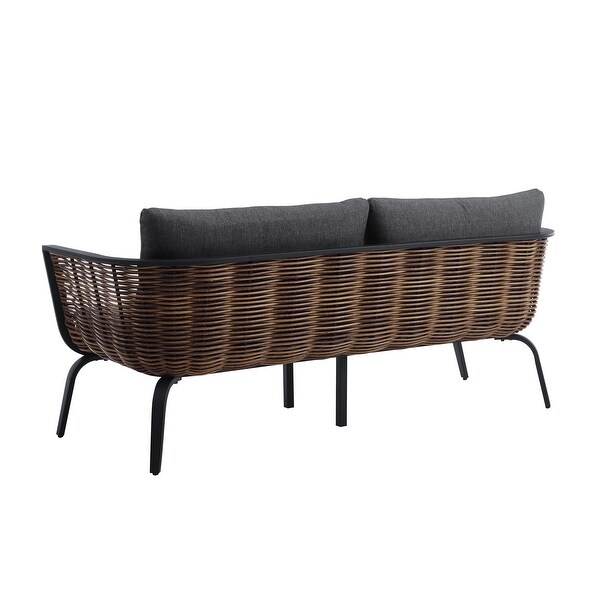 Renton Black Wicker Loveseat