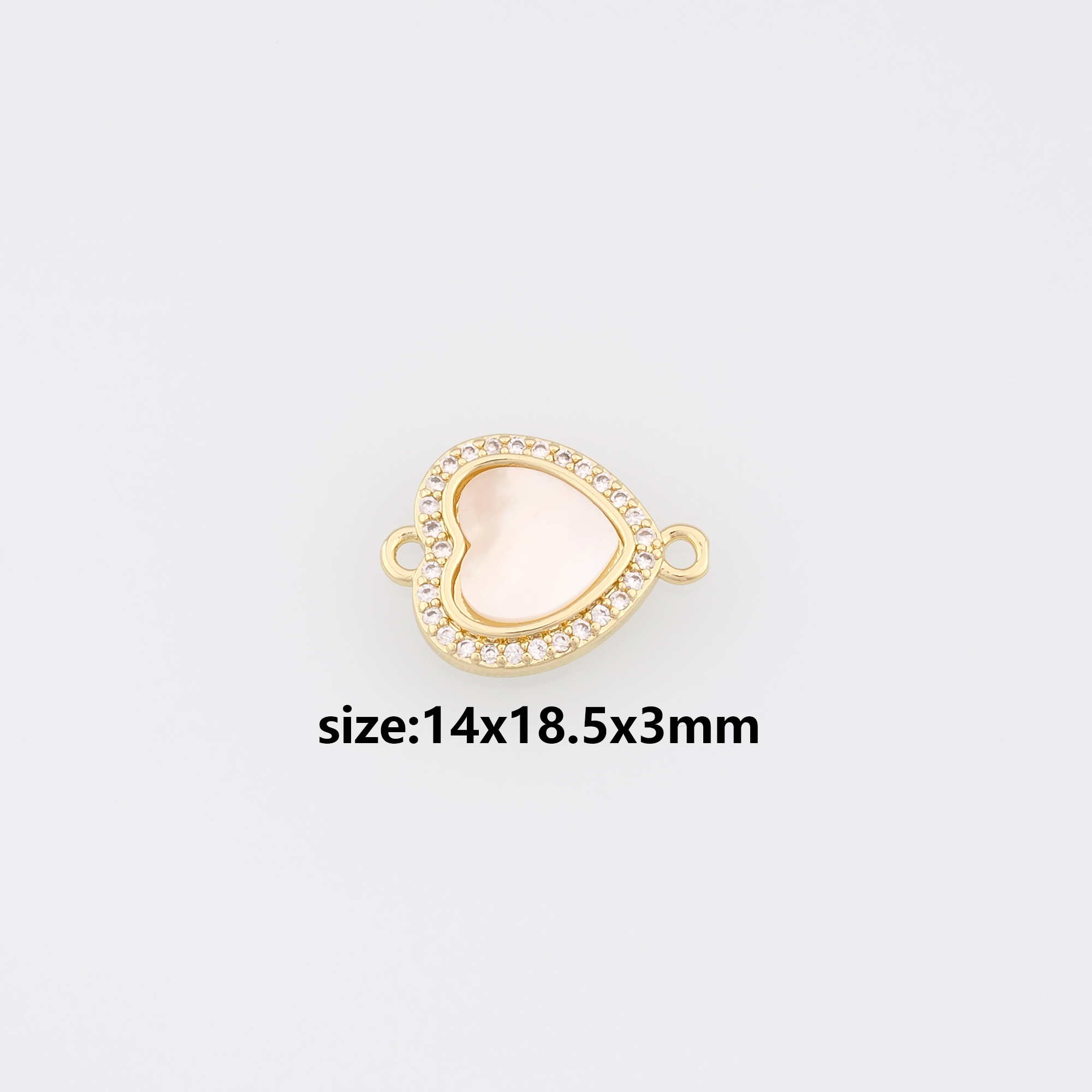 18K Gold Filled Heart Connector,CZ Micro Pave Heart Charm Necklace Bracelet for DIY Jewelry Making Supply