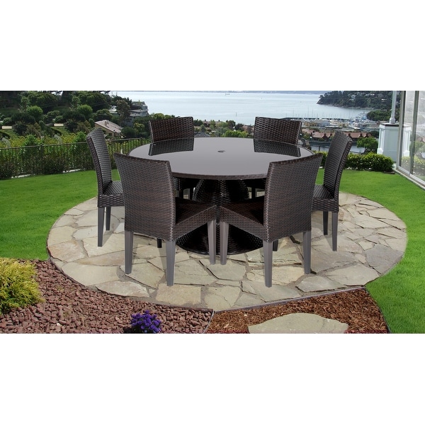 Belle 60 Inch Outdoor Patio Dining Table with 6 Armless Chairs