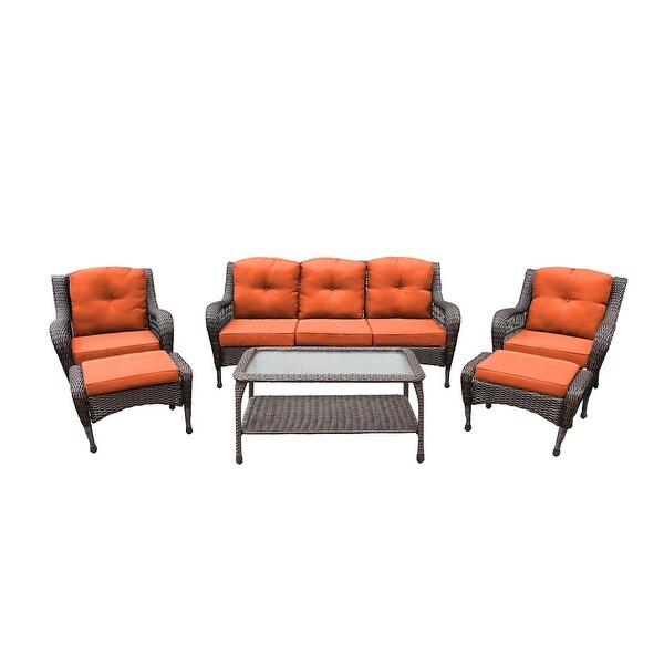6piece Resin Wicker Patio Furniture Conversation Set with High Back