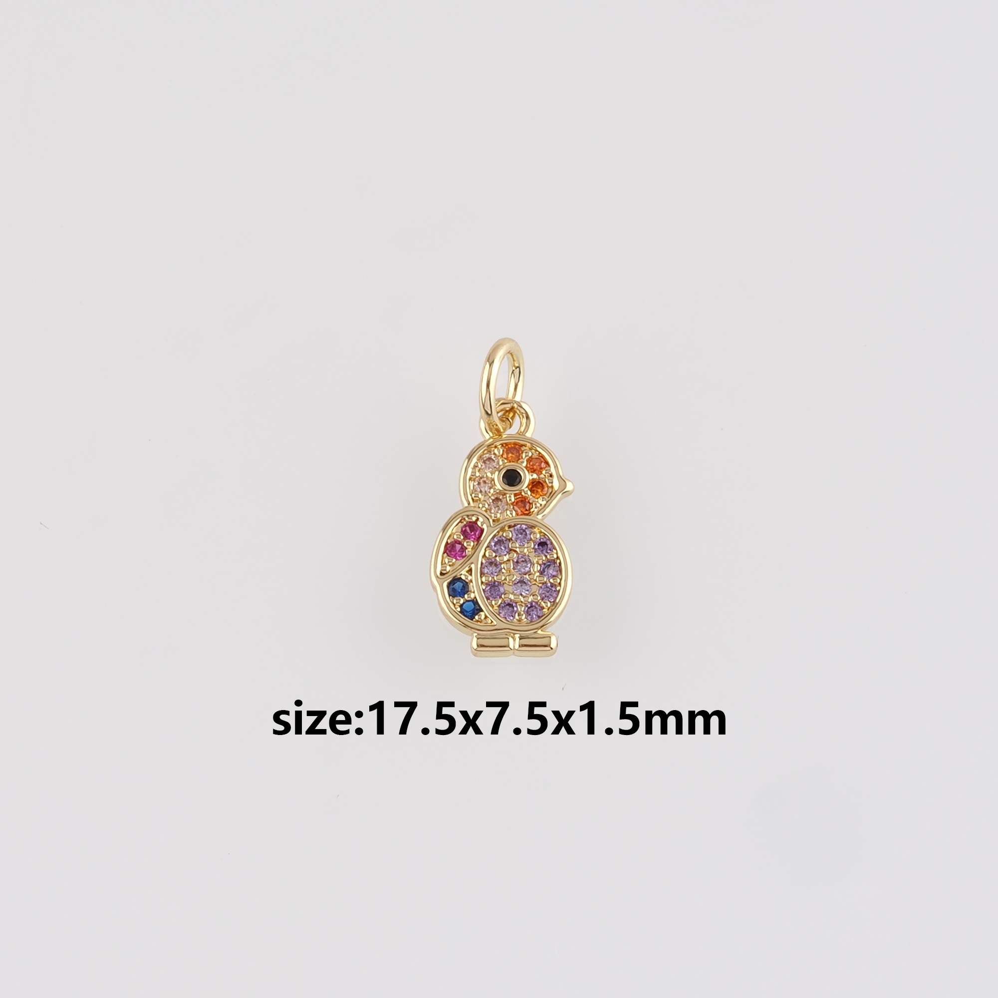 18K Gold Filled Penguin Pendant,CZ Micro Pave Animal Charm Earrings Necklace for DIY Jewelry Making Supply