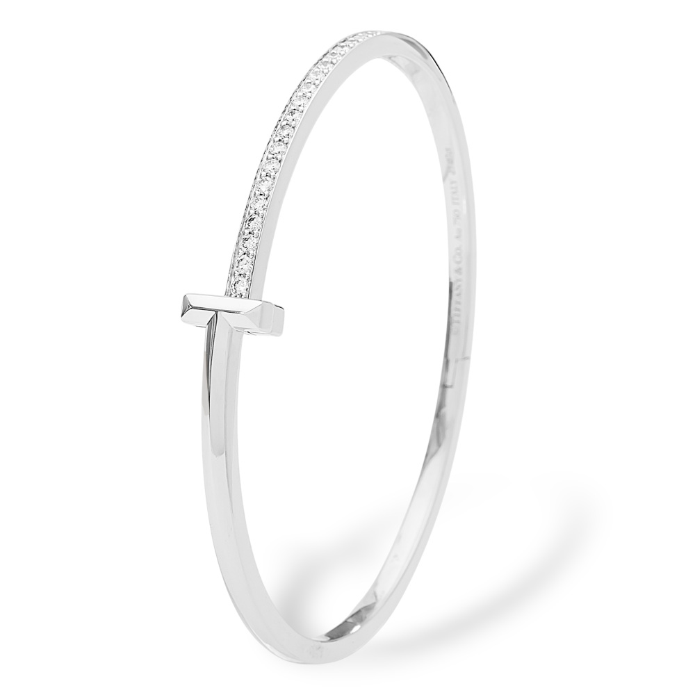 Tiffany & Co. Tiffany T T-one Bracelet 18K White Gold Diamond