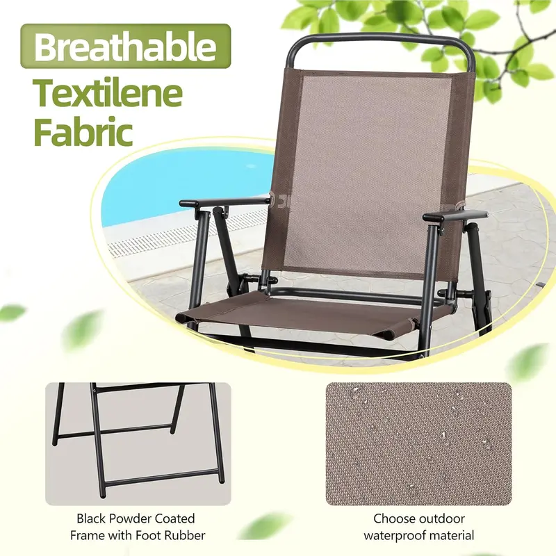 Vongrasig 6-Piece Folding Metal Patio Set with Umbrella – Compact Garden Table and Chair Ensemble