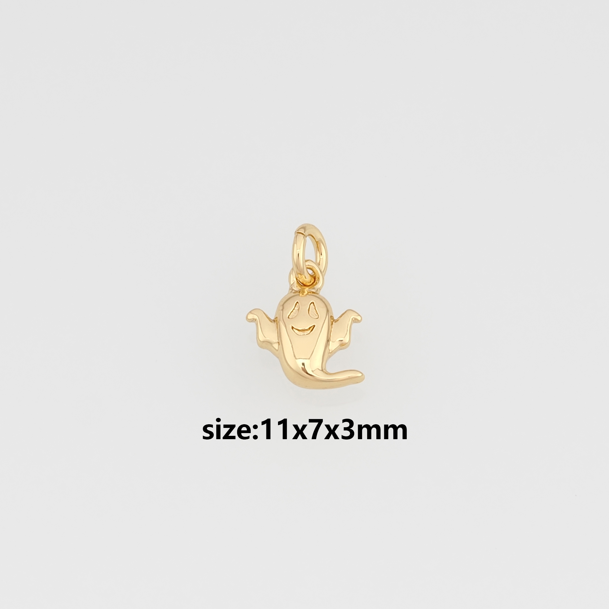 18K Gold Filled Ghost Pendant,Halloween Charm,Ghost Earrings Necklace for DIY Jewelry Making Supply