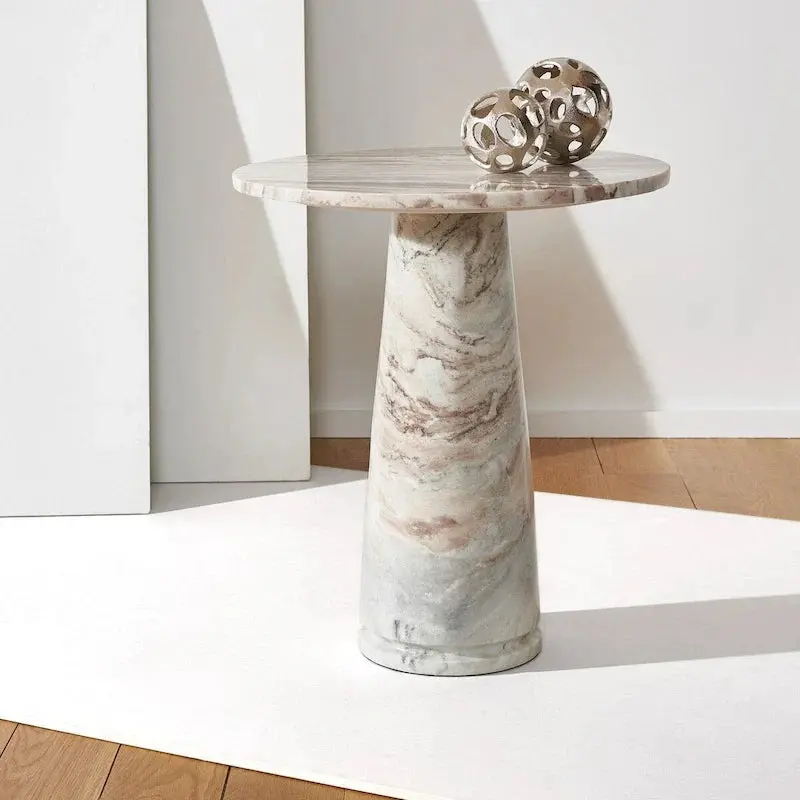 Safavieh Couture Ghicu Marble Accent Table – Tall Round Side Table (22″ W x 21″ D x 24″ H) in Premium Finish