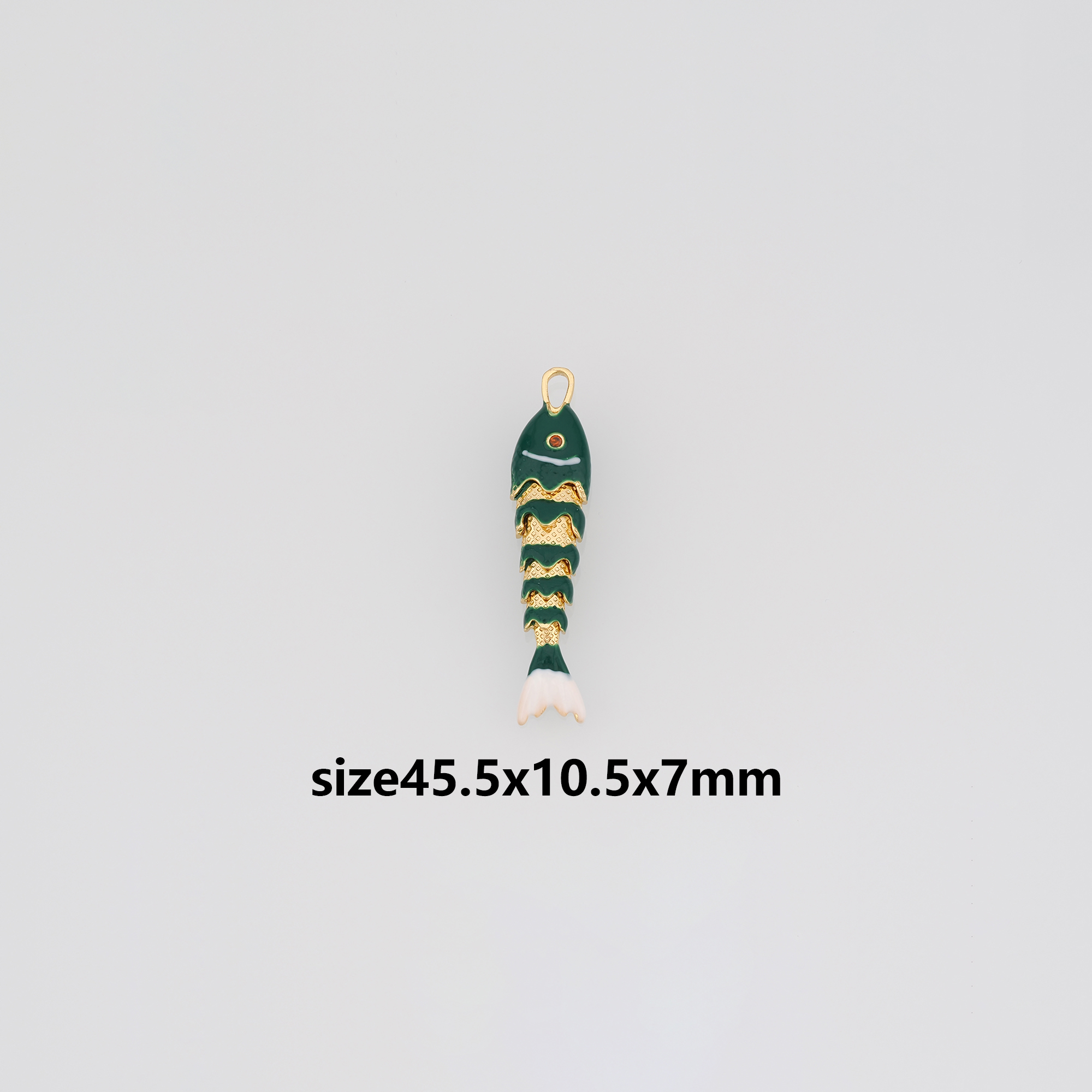 18K Gold Filled Fish Pendant,Enamel Ocean Charm Earrings Necklace for DIY Jewelry Making Supply