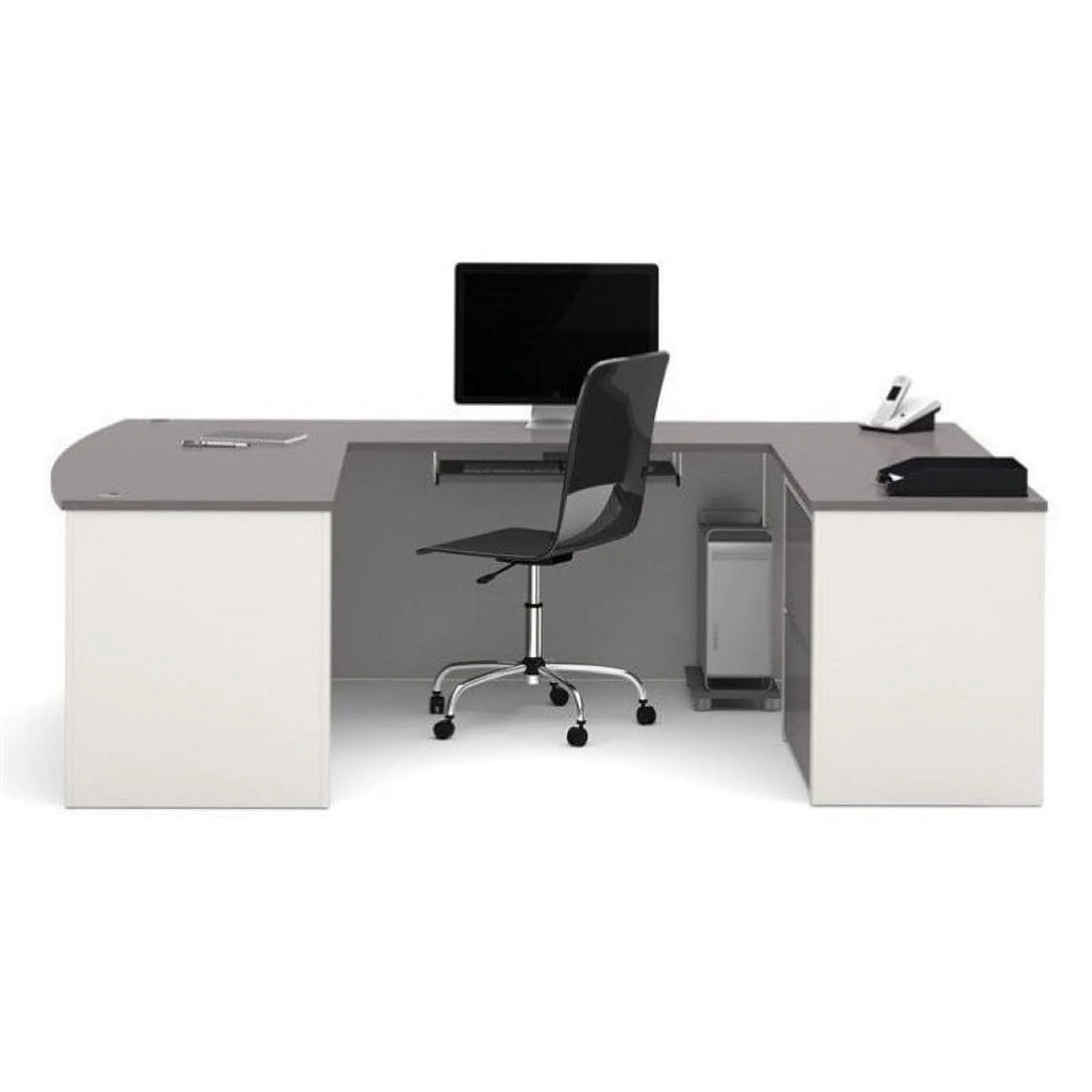 Bowery Hill Modern Wood U-Shaped Home Office Set in Slate Gray