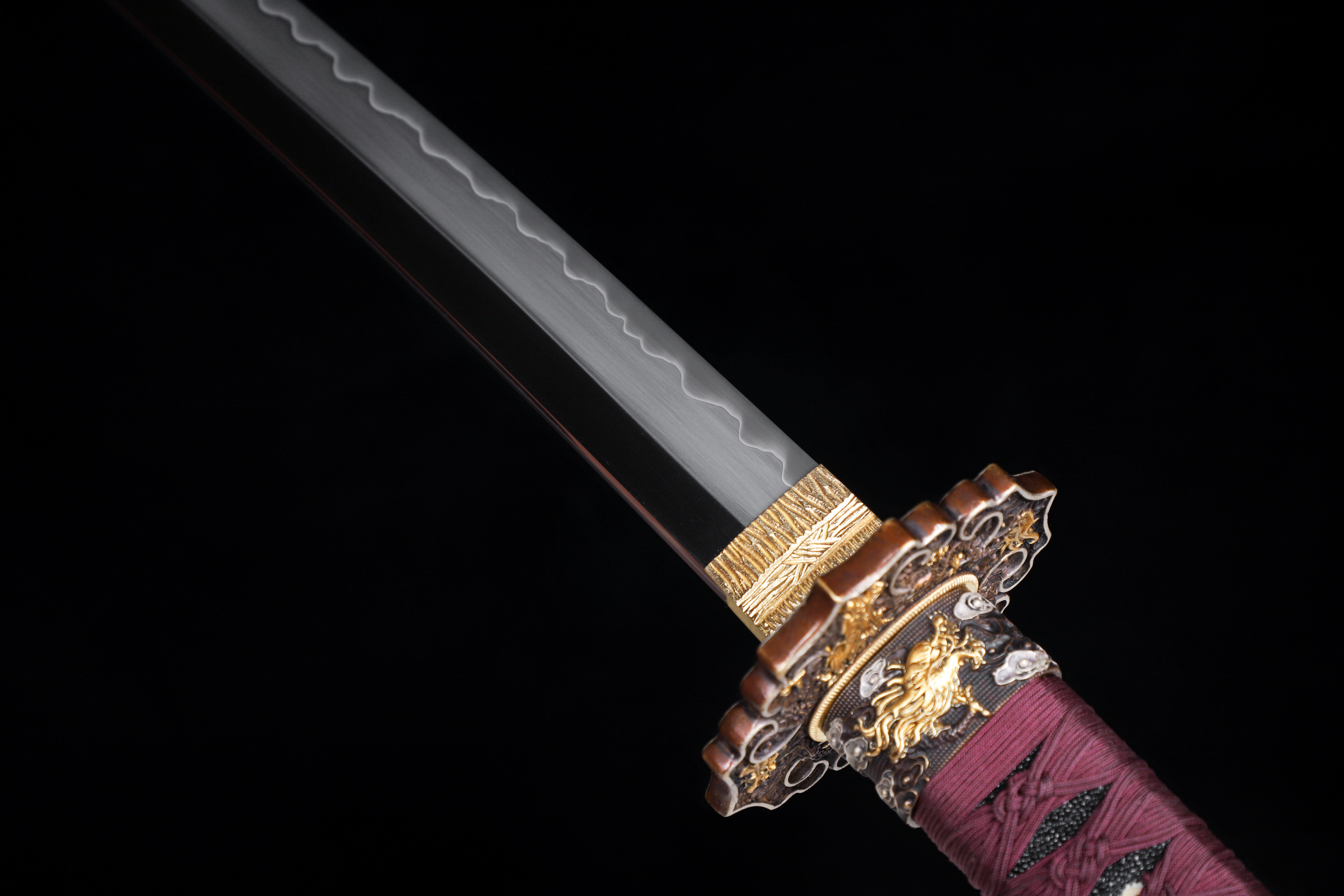 Handmade Japanese Katana Go-Mai Blade Galaxy Dragon Full Tang