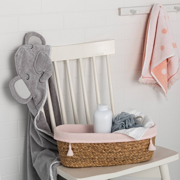 Natural Weave Oval Storage Bin With Waffle Weave Liner