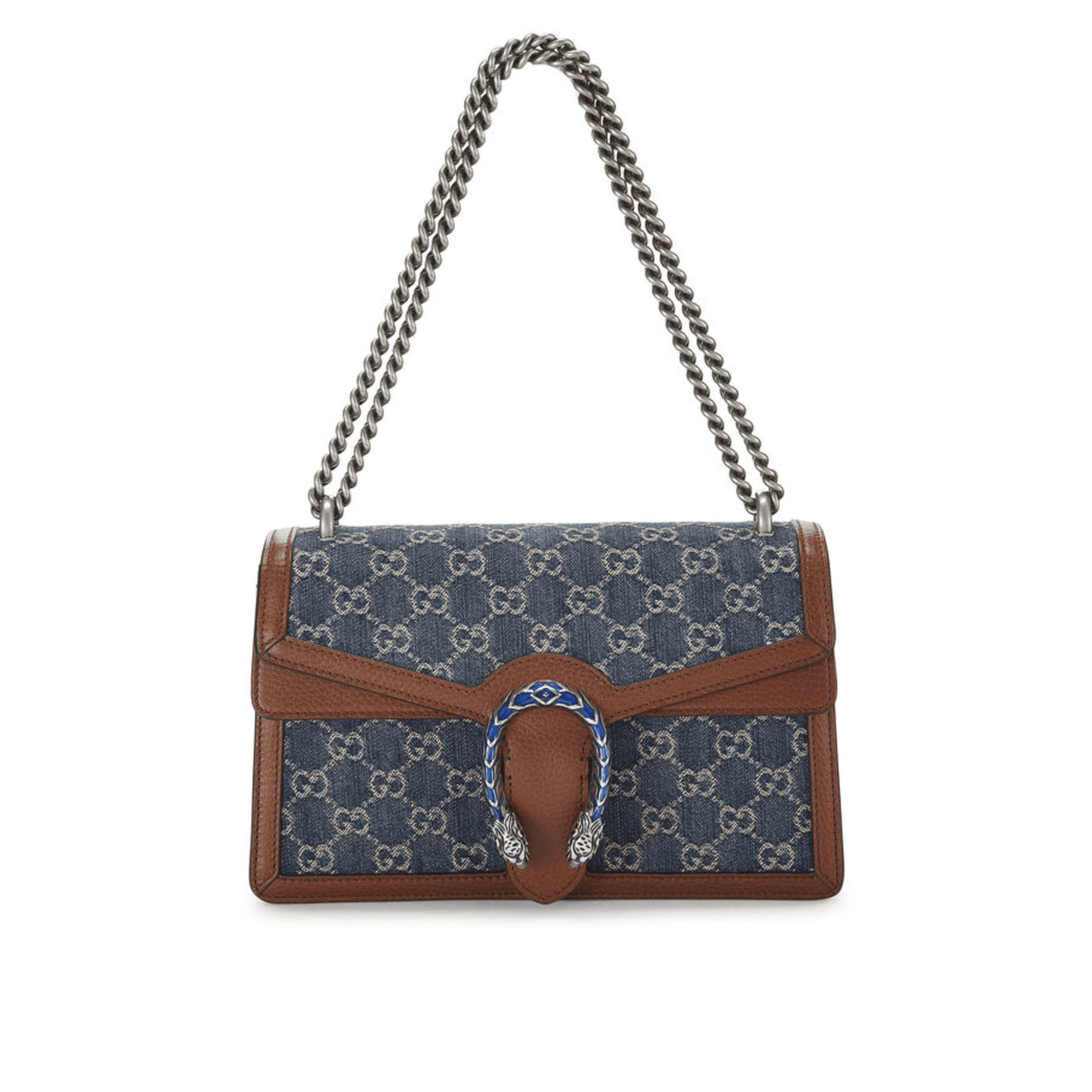 Gucci Small Dionysus Shoulder Bag in Blue Jacquard Denim 28cm