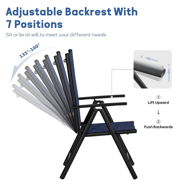 9Piece Patio Dining Set,Metal Table and Foldable Sling Dining Chairs with 7 Levels Adjustable