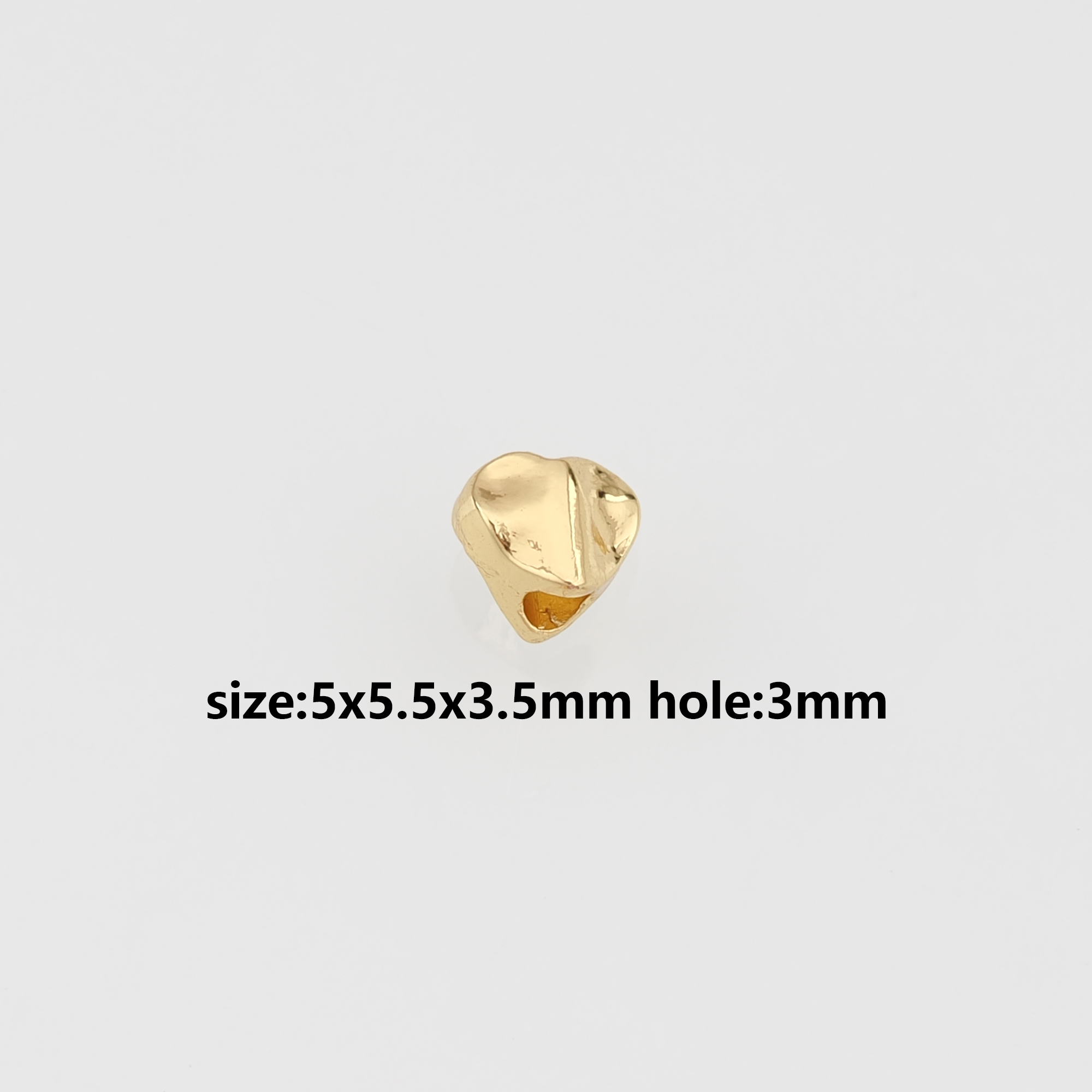 10Pcs 18K Gold Filled Heart Spacer Beads,Heart Bead for Bracelet Jewelry Necklace Making Supply